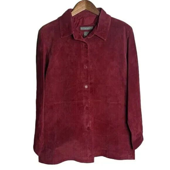 Jessica Holbrook Jacket M Shacket Suede Leather Red Washable boho festival New - Picture 1 of 11